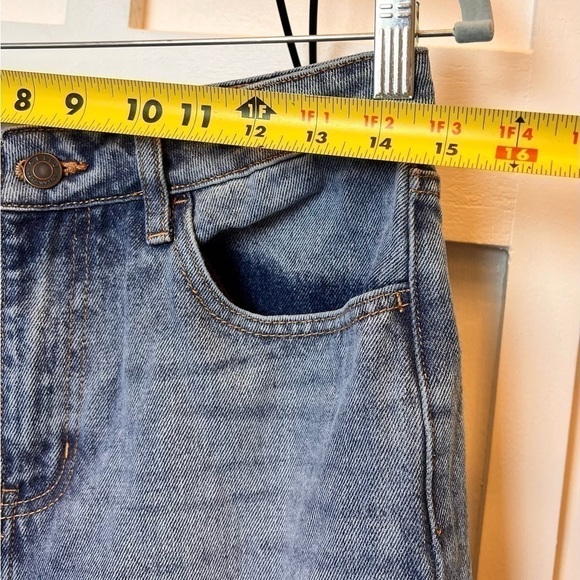 Cello Women's Juniors Size 7 Blue Straight Leg Distressed Raw Hem Ripped Jeans - Picture 8 of 12